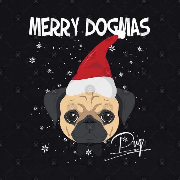 Merry Dogmas Pug Dog With Red Santa's Hat Funny Xmas Gift by salemstore